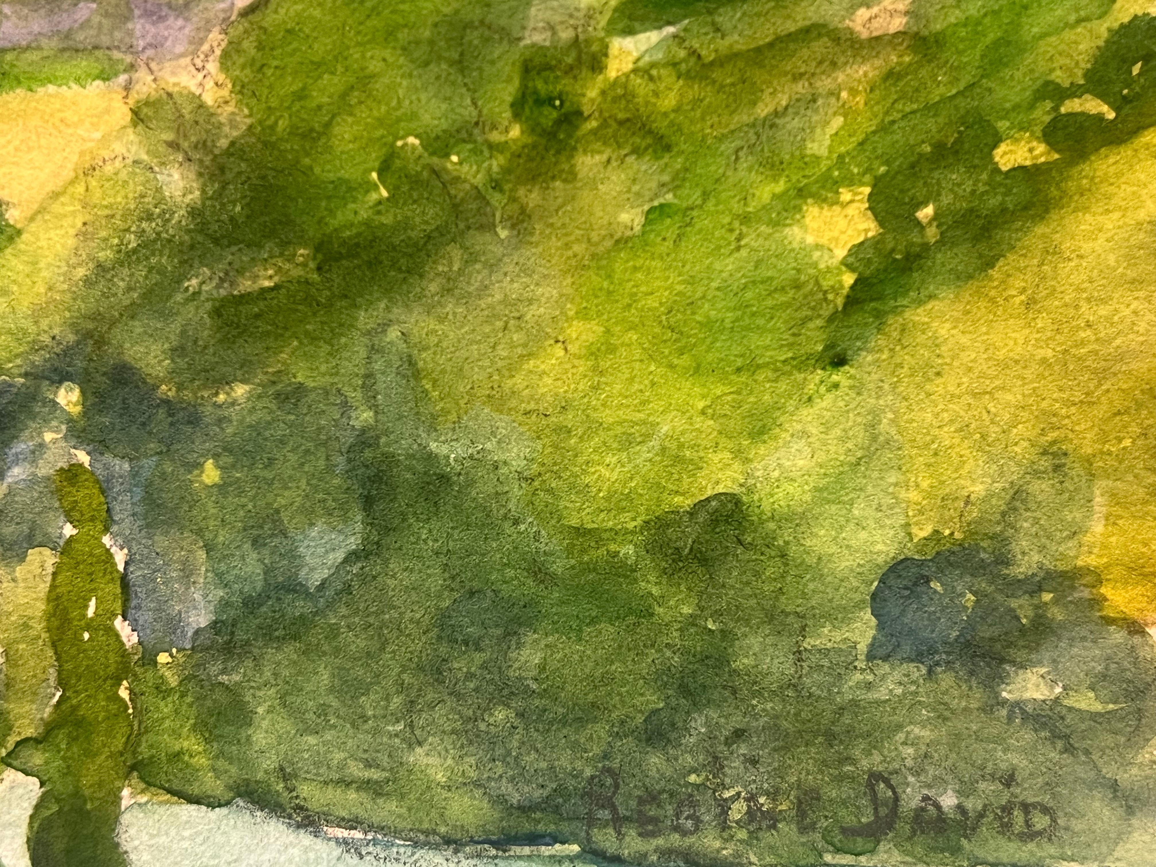 Valle de Corrèze en Aubazine
firmado por Regine David (artista francesa, 1910-2018)
acuarela sobre papel de artista, sin enmarcar
jadeando: 8 x 10,5 pulgadas
verso de la inscripción
Estado: Este cuadro está en excelente estado, con colores vibrantes