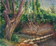 Tirelire d'huile impressionniste française du milieu du 20e siècle des années 1950