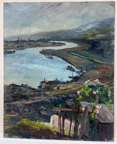 Mid 20th Century 1950's French Post-Impressionist Oil Coastal Inlet Estuary