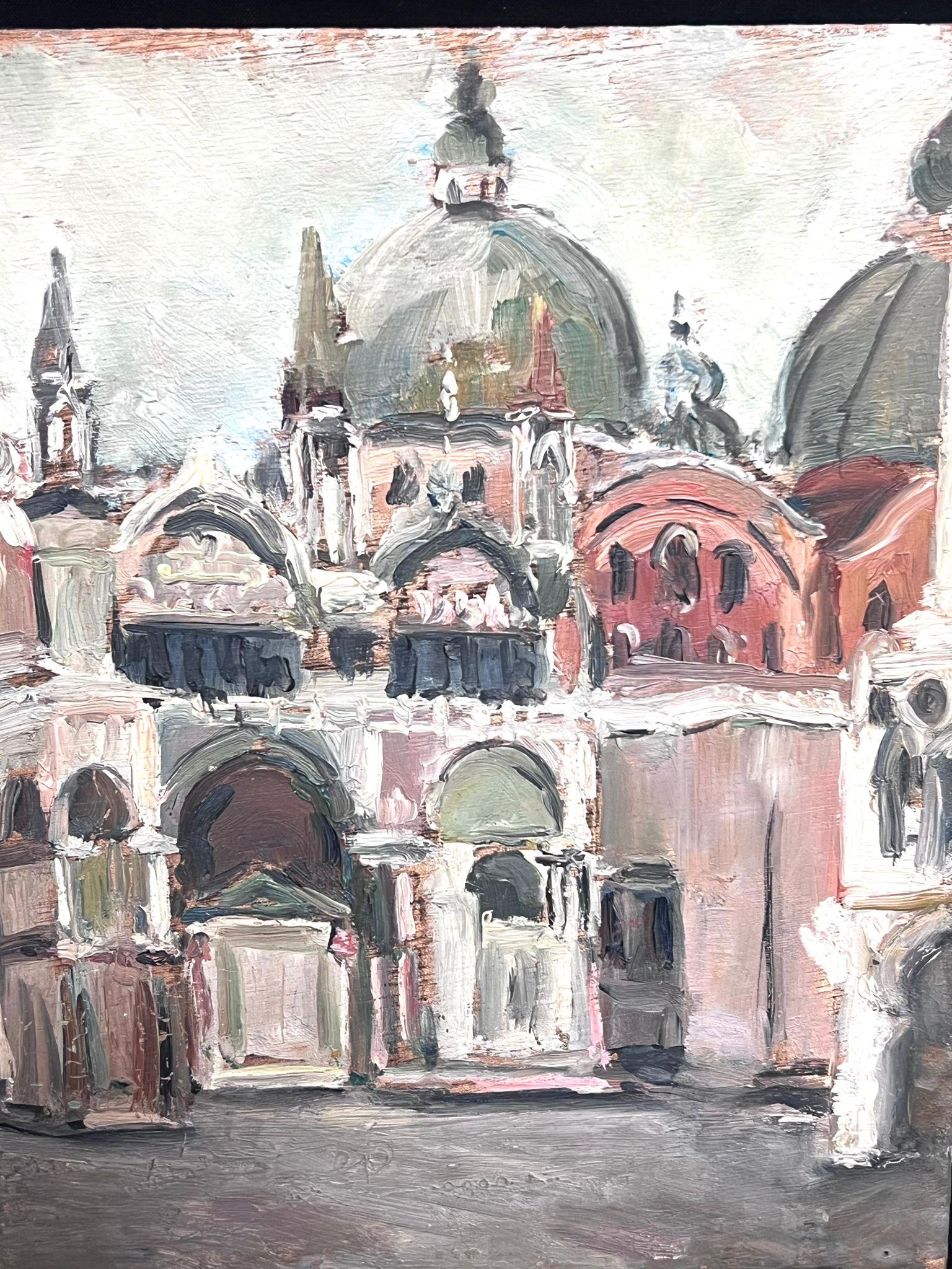 Der Dogenpalast, Piazza San Marco, Venedig
von Regine David (französische Künstlerin, 1910-2018)
Ölgemälde auf Karton, ungerahmt
Maße: 10,75 x 13,75 Zoll
Zustand: Das Gemälde ist in einem sehr guten und vorzeigbaren Zustand und sicherlich sehr