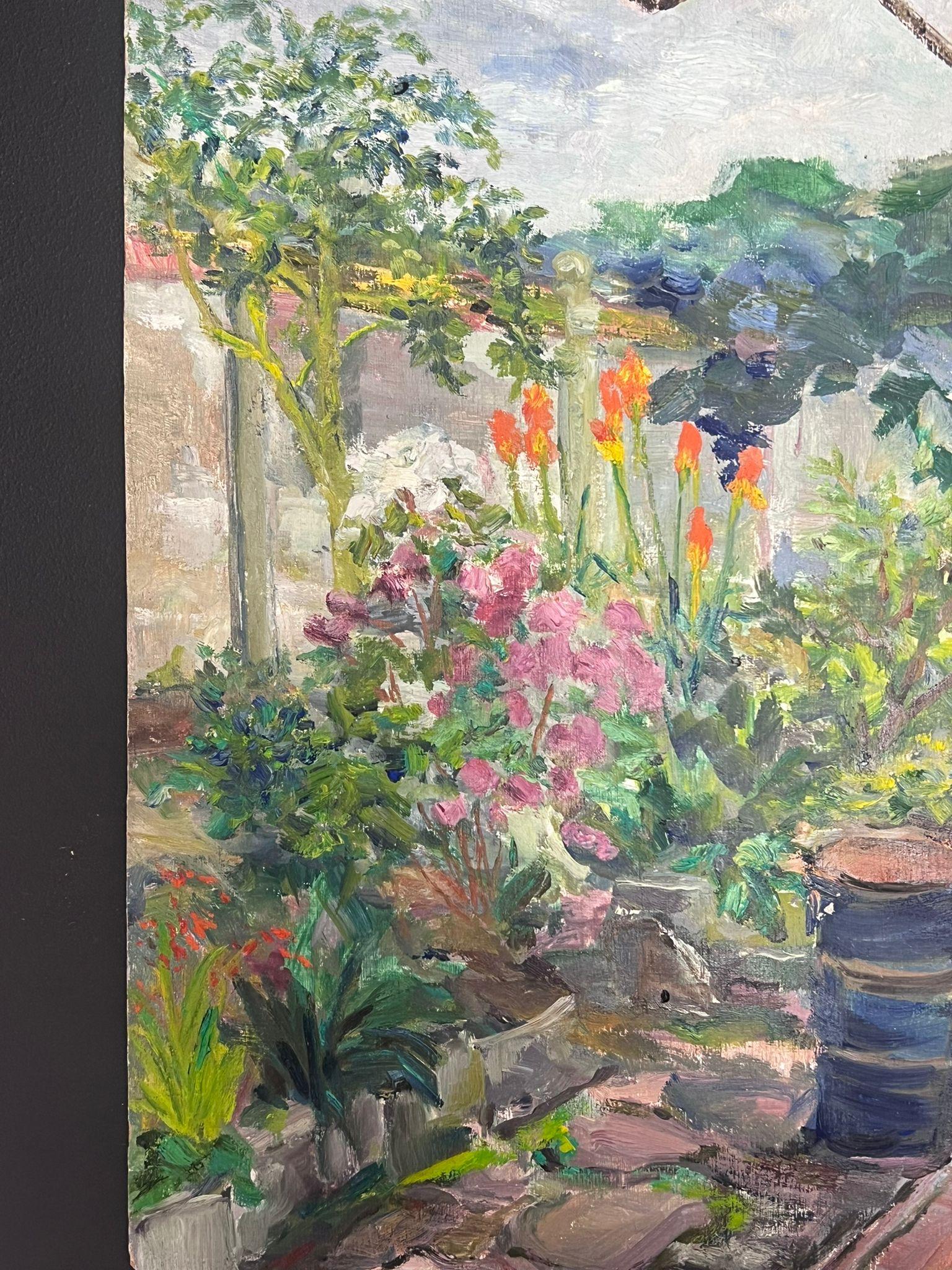 The Artists Garden
by Regine David (female French artist, 1910-2018)
oil painting on board, unframed
measures: 18.5 x 15 inches
condition: the painting is in very sound and presentable condition and certainly very original. It had previously been