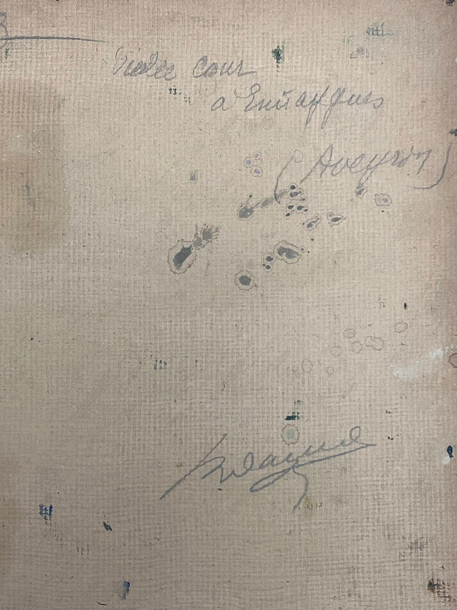 Mediados del siglo XX Años 50 Óleo francés postimpresionista Edificios de ciudades medievales en venta 2
