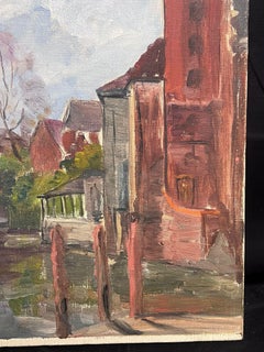 Mid 20th Century 1950's French Post-Impressionist Oil Old French Town Buildings