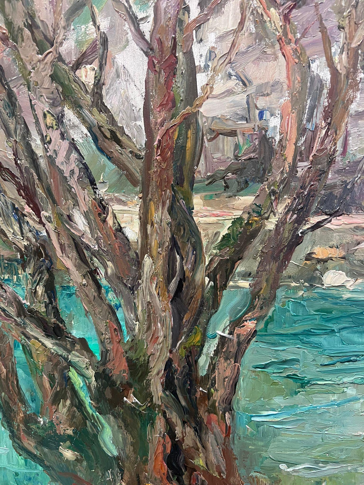 Der alte Baum
von Regine David (französische Künstlerin, 1910-2018)
Ölgemälde auf Karton, ungerahmt
Maße: 18 x 12 Zoll
Zustand: Das Gemälde ist in einem sehr guten und vorzeigbaren Zustand und sicherlich sehr original. Es wurde zuvor im Nachlass des