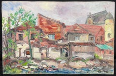 Mid 20th Century 1950's French Post-Impressionist Oil Roanne Town Buildings View