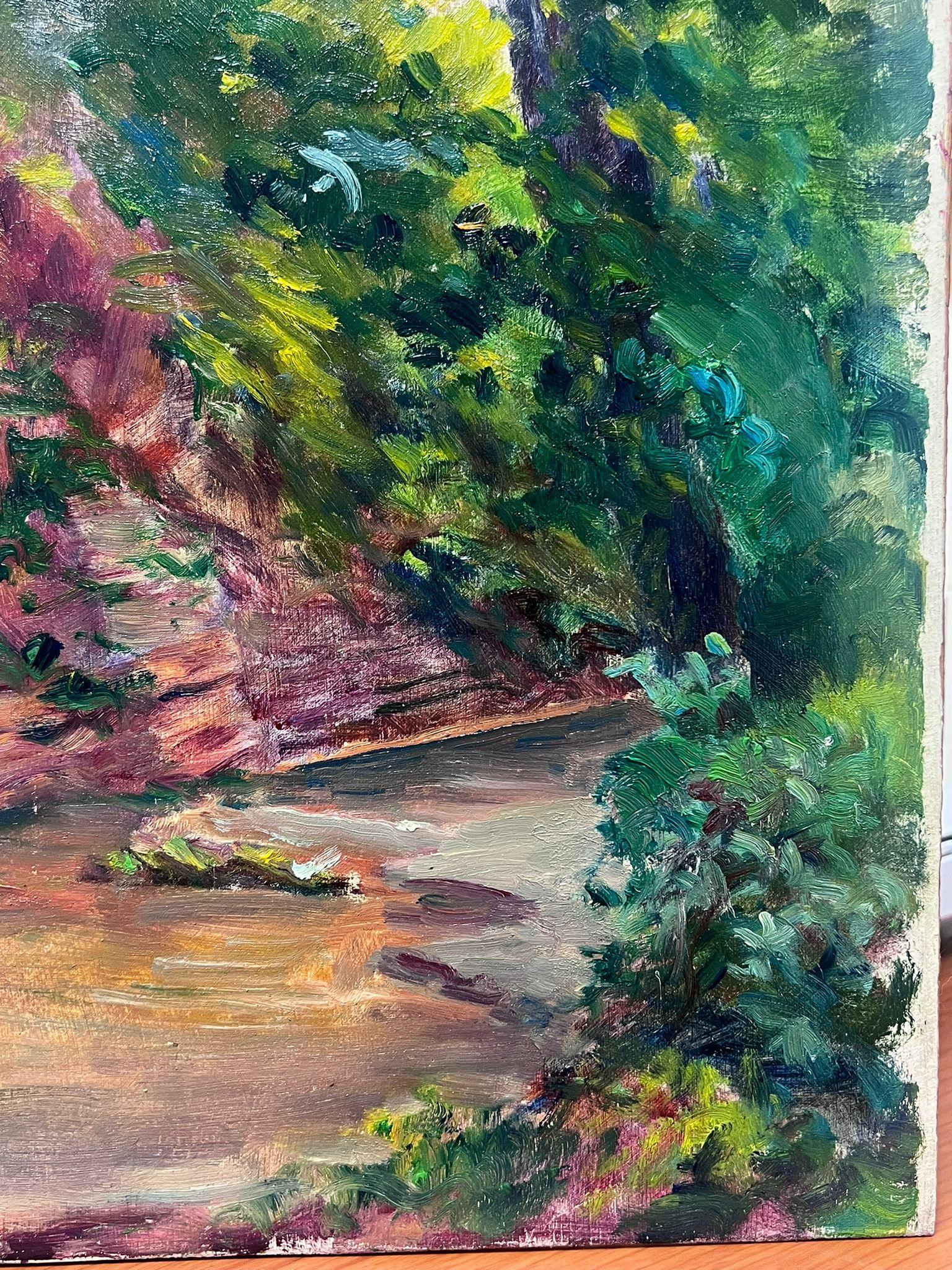 Gorge de rivière rocheuse post-impressionniste française du milieu du 20e siècle des années 1950 - Painting de Regine David