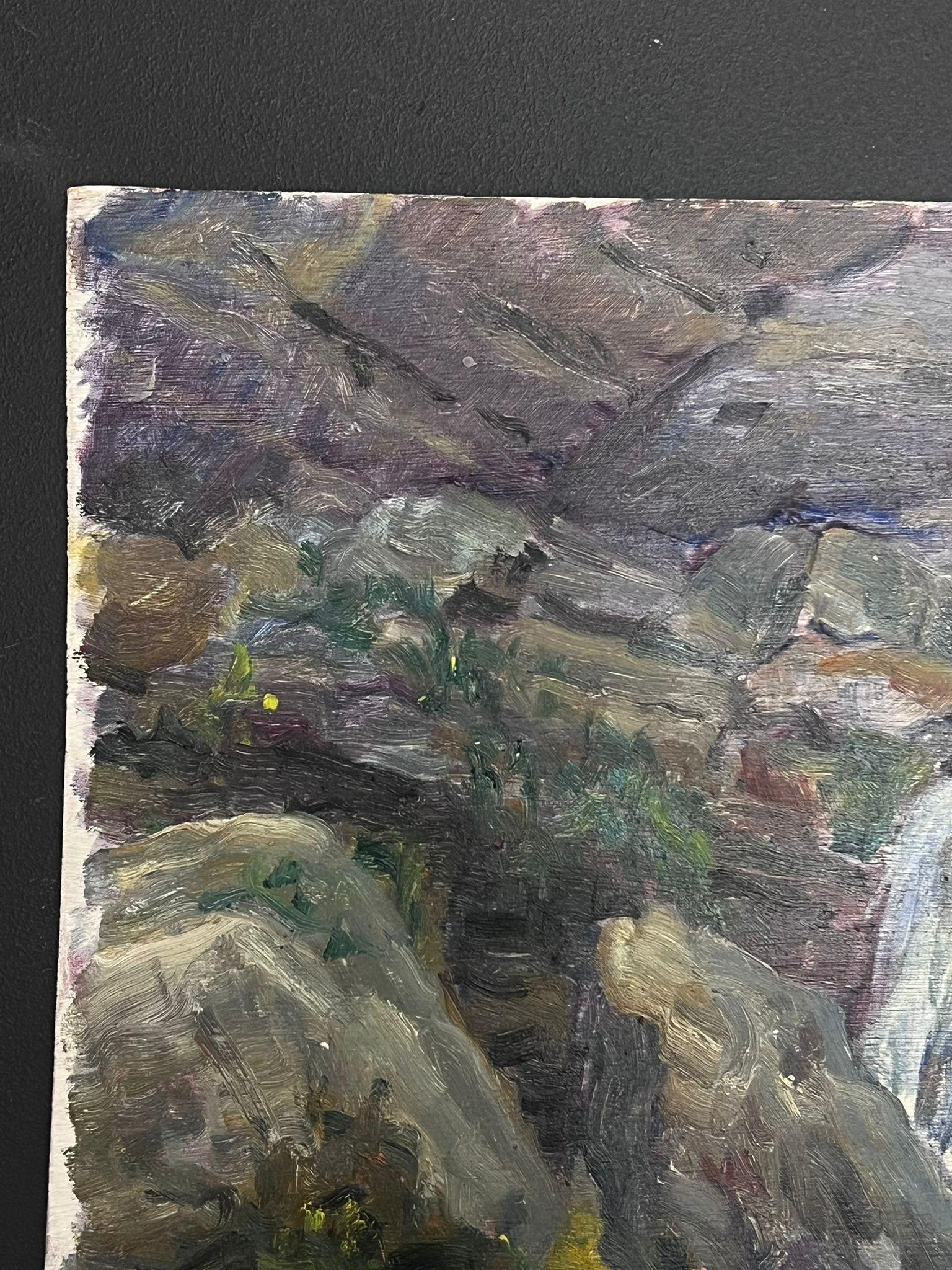 The Waterfall
von Regine David (französische Künstlerin, 1910-2018)
Ölgemälde auf Karton, ungerahmt
Maße: 13 x 16 Zoll
Zustand: Das Gemälde ist in einem sehr guten und vorzeigbaren Zustand und sicherlich sehr original. Es wurde zuvor im Nachlass des