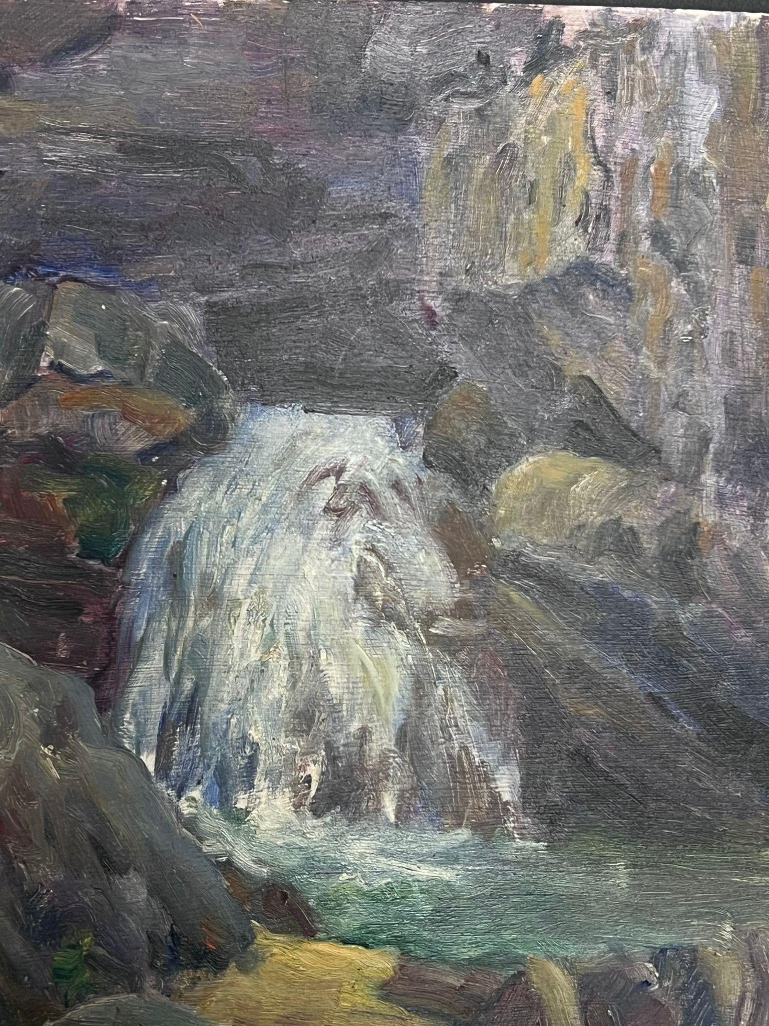 Mitte des 20. Jahrhunderts 1950er Jahre Französisch Post-Impressionist Öl Rocky Wasserfall im Angebot 1