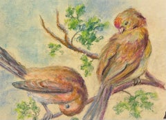 Étude de deux oiseaux au printemps au milieu du 20e siècle