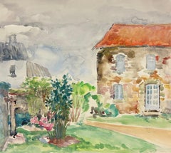 Vintage Mid 20th Century French Charming Cottage Garden Landscape