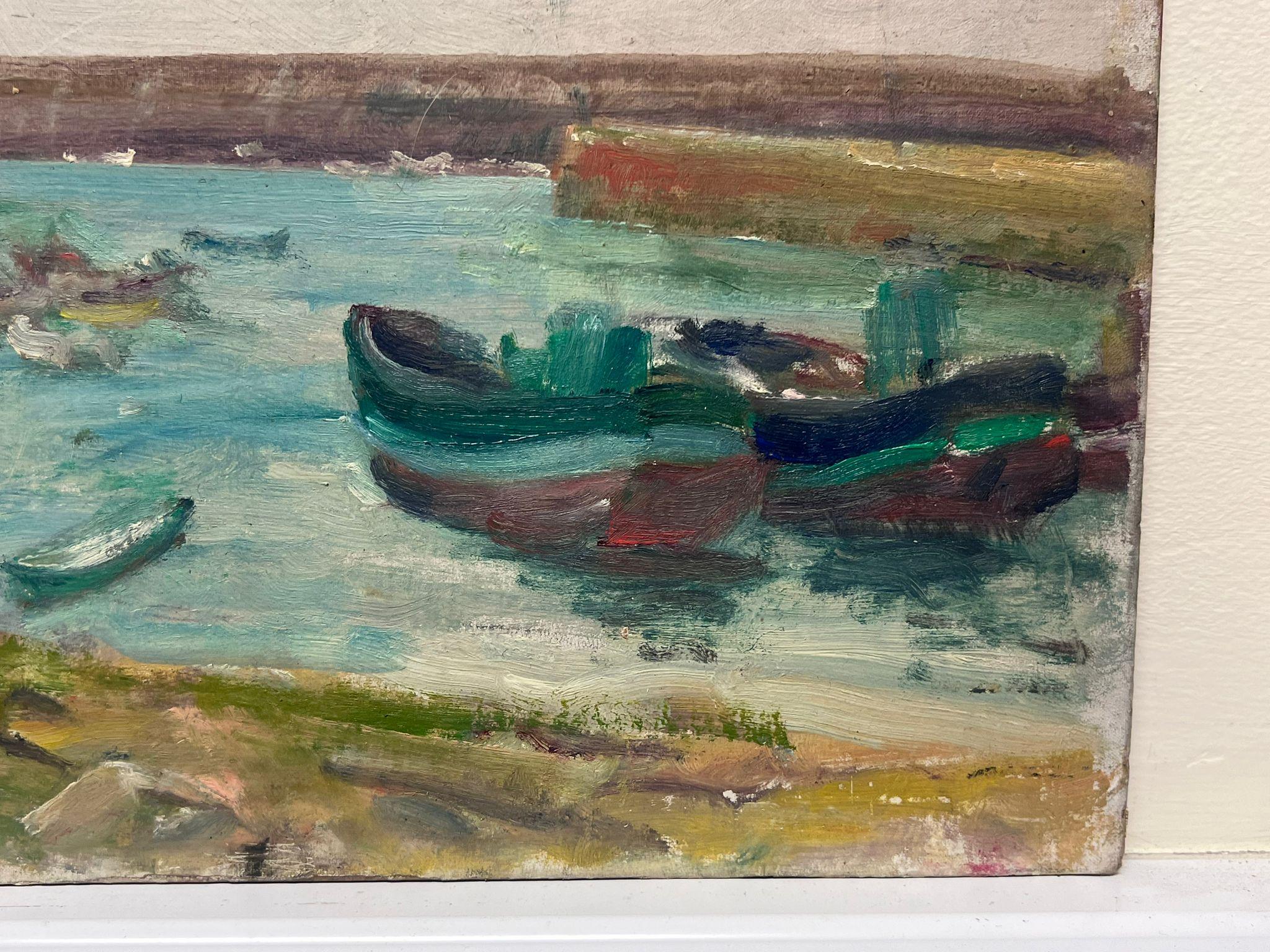 Mitte des 20. Jahrhunderts Französisch Post-Impressionist Öl The Old Harbor (Post-Impressionismus), Painting, von Regine David