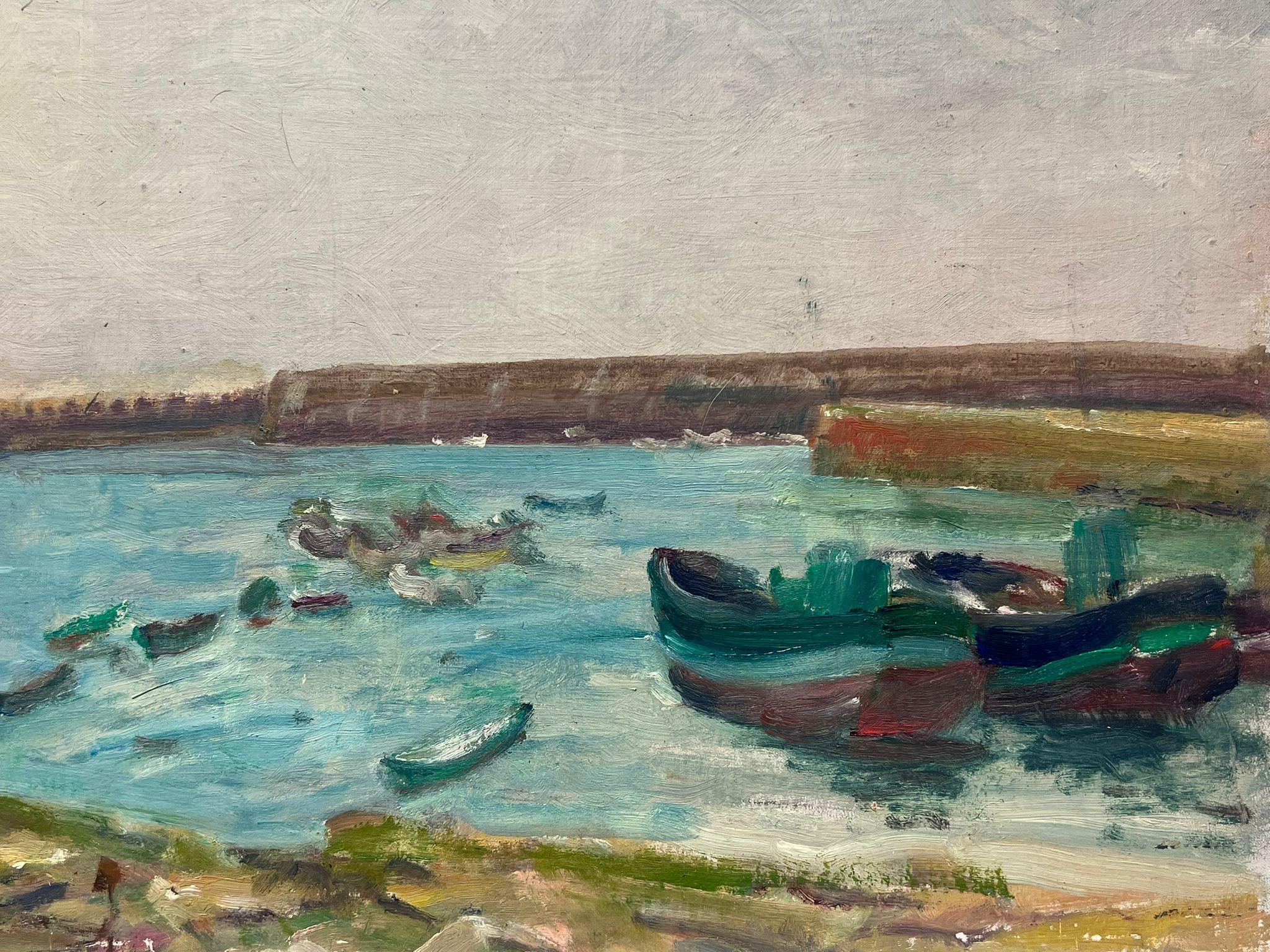 Der Alte Hafen
von Regine David (französische Künstlerin, 1910-2018)
Ölgemälde auf Karton, ungerahmt
Maße: 10,5 x 16 Zoll
Zustand: Das Gemälde ist in einem sehr guten und vorzeigbaren Zustand und sicherlich sehr original. Es wurde zuvor im Nachlass
