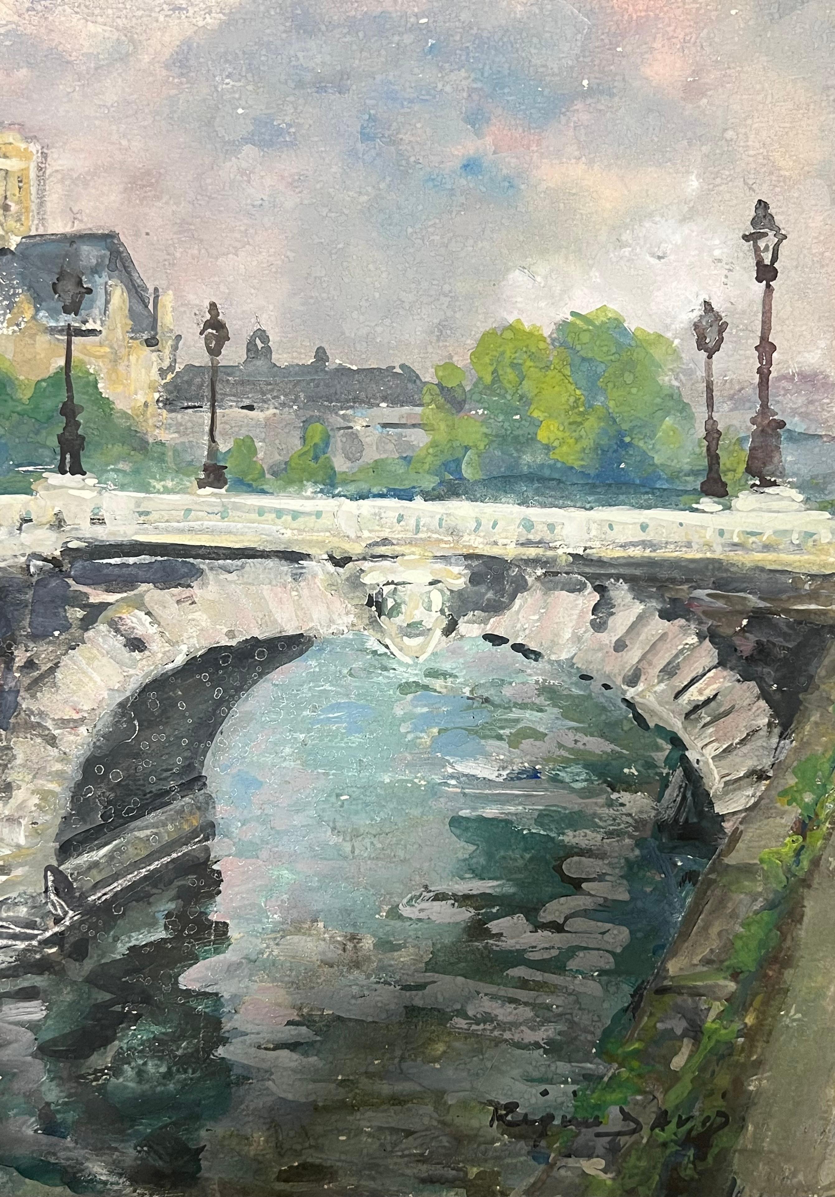 Parigi città Skyline fiume Senna Bella pittura impressionista francese in vendita 2