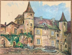 Quaint French Chateau Courtyard with Ivy-Clad Walls and Stone Well France