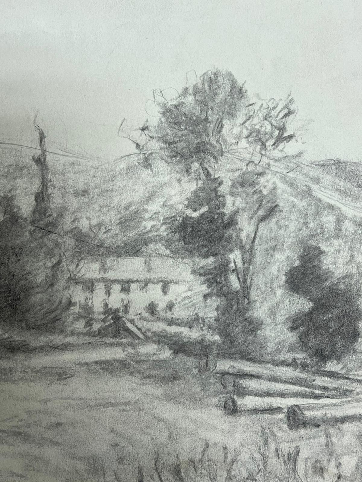 Paesaggio rurale
di David David (artista francese, 1910-2018)
pittura a matita su carta d'artista
dipinto: 10,75 x 15 pollici
condizioni: Questo quadro è in condizioni eccellenti. Il dipinto è intatto e non presenta segni di danni significativi o di