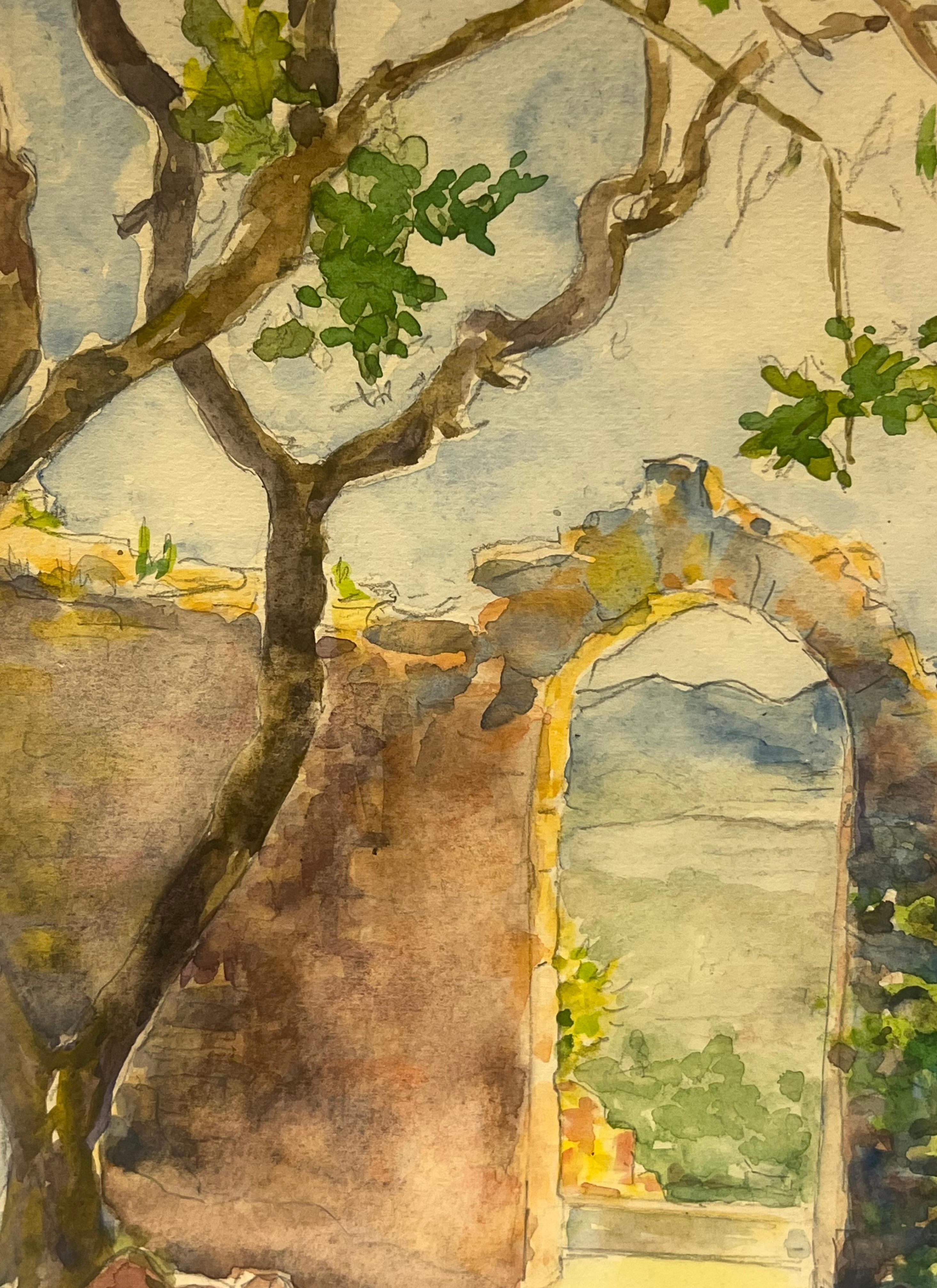 Vista panorámica de la costa
de Regine David (artista francesa, 1910-2018)
acuarela sobre papel de artista, sin enmarcar
inscripción en el verso, fechada en 1936
jadeando: 9 x 11 pulgadas
Estado: Este cuadro está en excelente estado, con colores