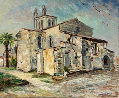 Rustic Stone Church with Romanesque Architecture and Towering Arches