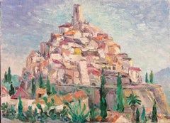 St. Paul de Vence Provenza 1960 Pueblo de la cima de la colina Óleo postimpresionista francés