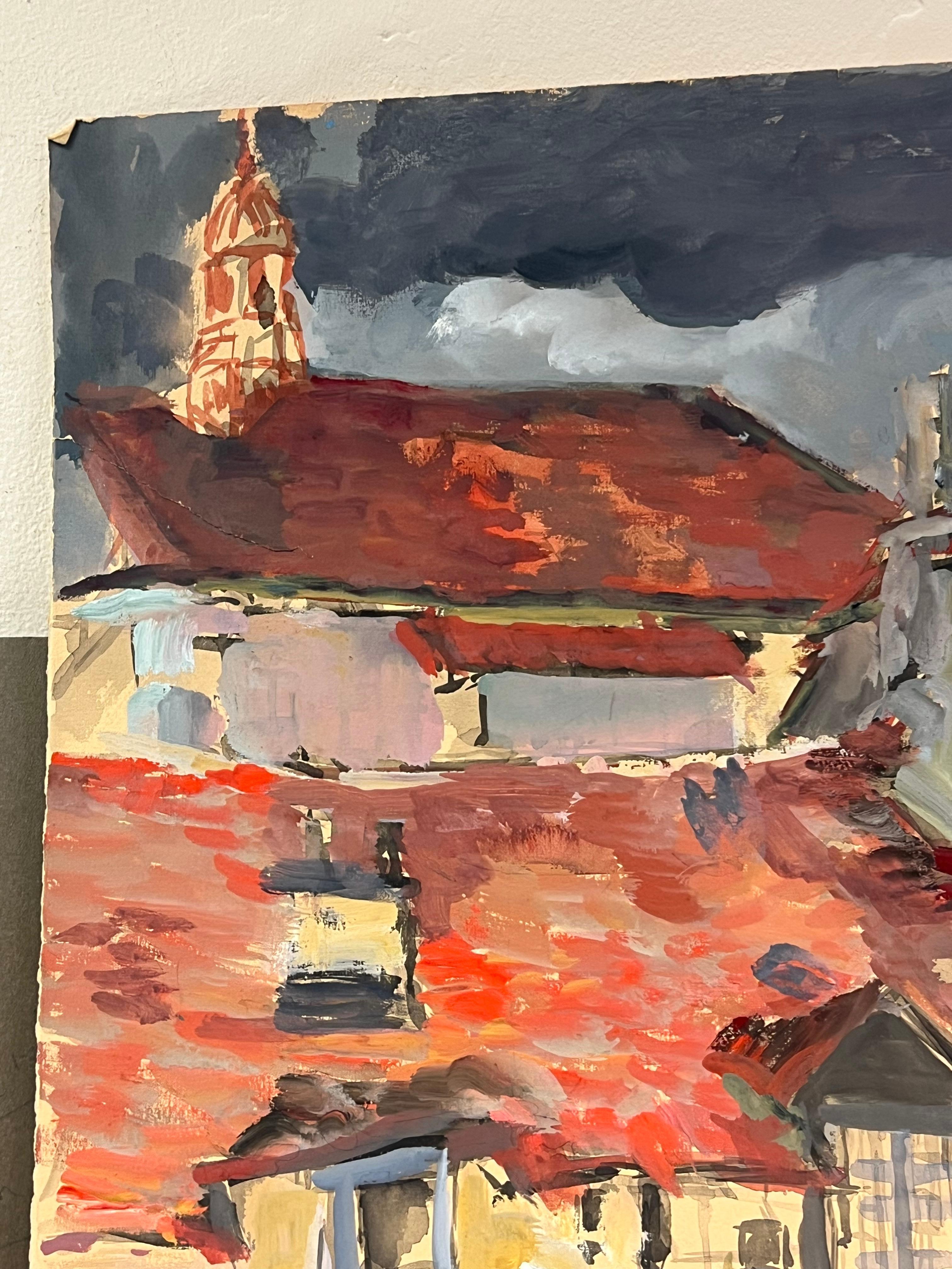 Coqs de tempête d'une vue spectaculaire de coqs à niveaux rouges sous un ciel sombre en vente 3