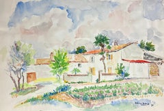 Campagne provençale ensoleillée Une aquarelle pleine de lumière d'une maison rurale française