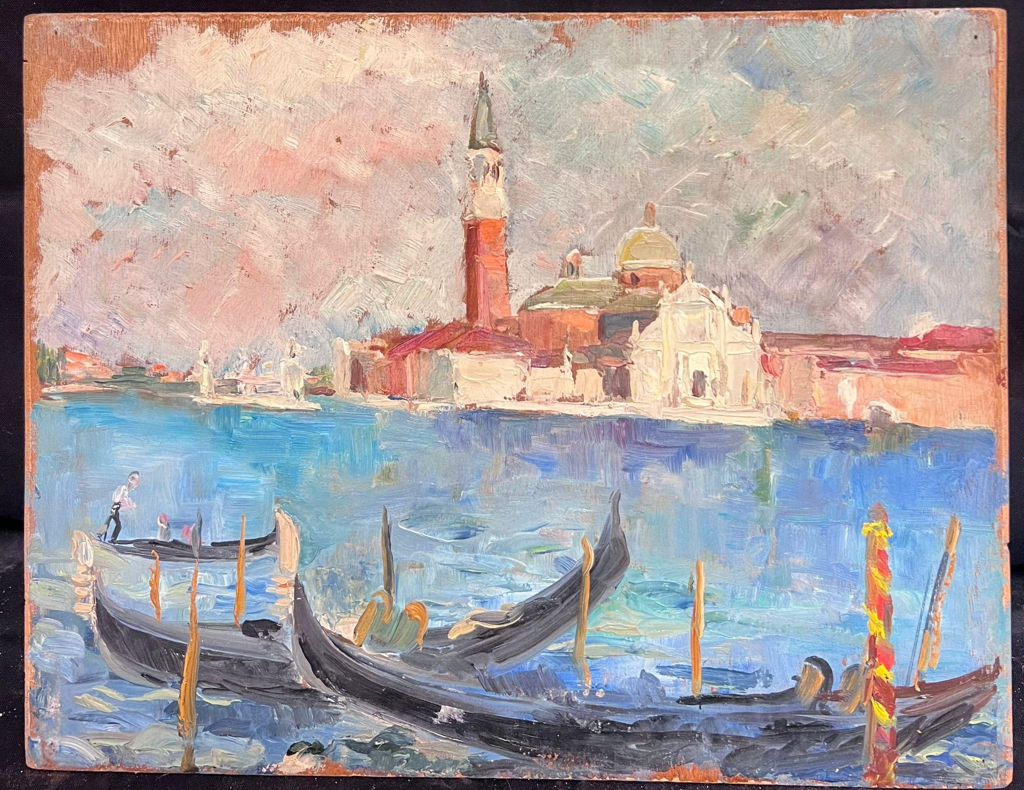 The Grand Canal Venedig Mitte des 20. Jahrhunderts 1950er Jahre Französisch Post-Impressionist Öl – Painting von Regine David