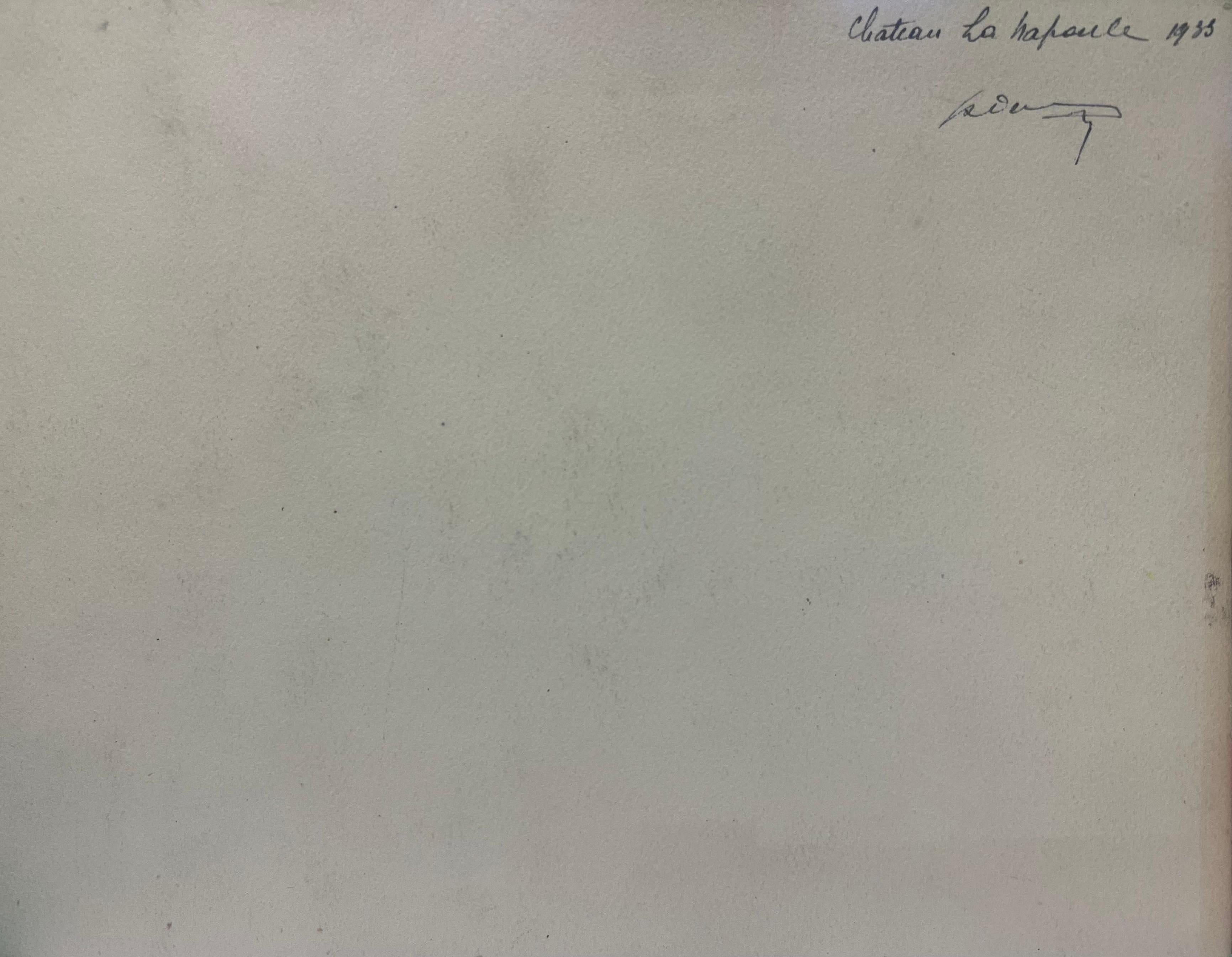 Château La Napoule
von Regine David (französische Künstlerin, 1910-2018)
verso beschriftet, datiert 1933
Aquarellmalerei auf Künstlerpapier, ungerahmt
hechelnd: 8,75 x 11 Zoll
Zustand: Das Gemälde ist in ausgezeichnetem Zustand, mit leuchtenden