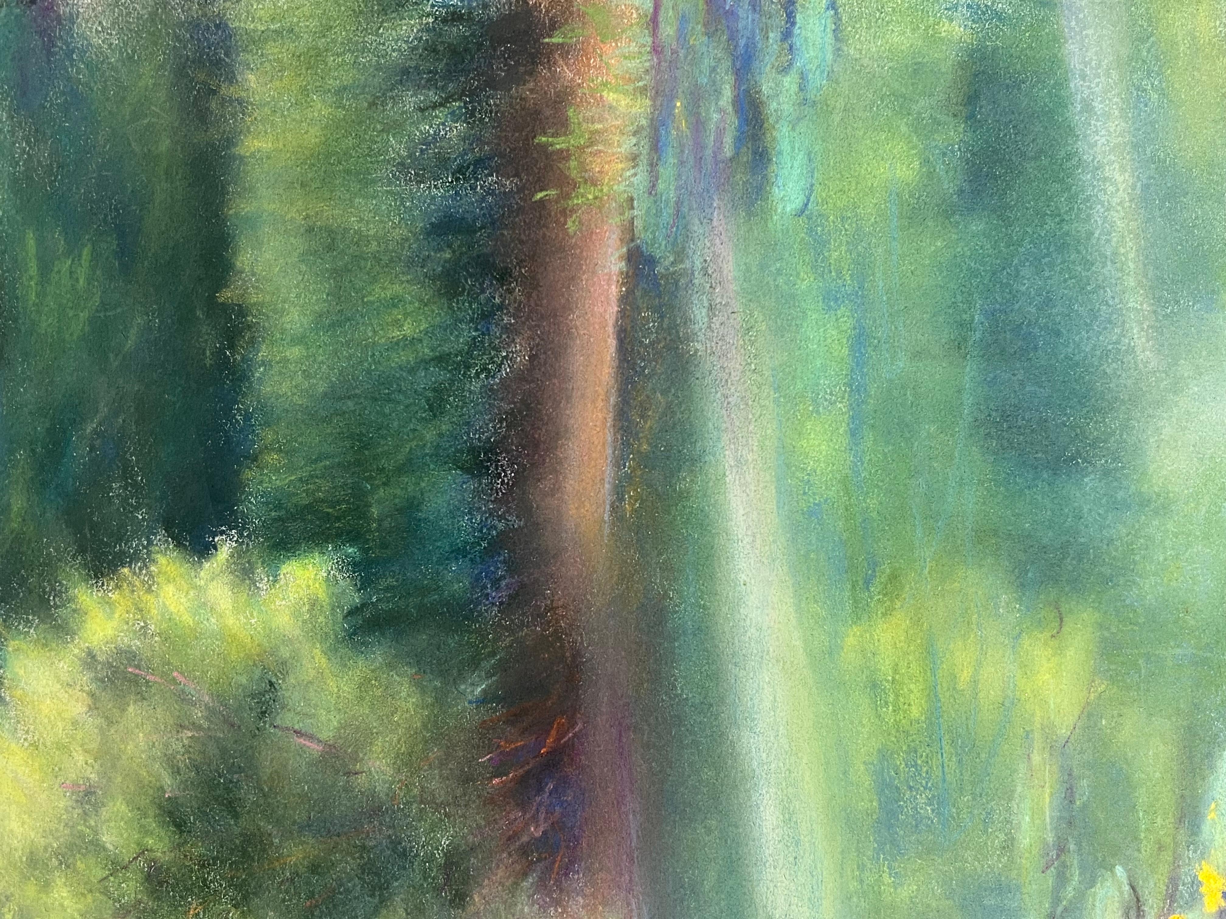 Aguas Tranquilas y Lirios en Flor Un Brillante Reflejo Verde en Colores Pasteles - Painting Posimpresionista de Regine David