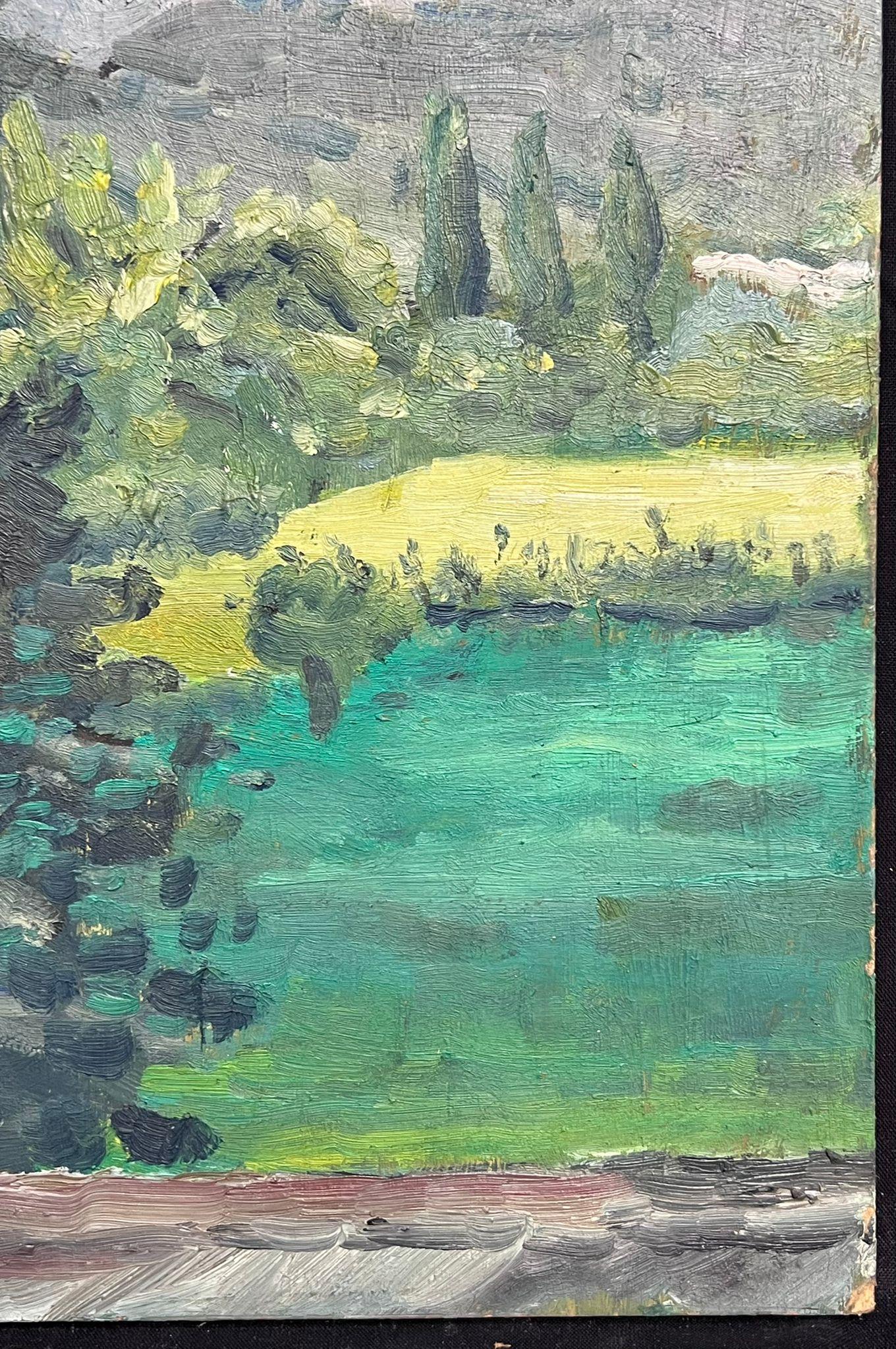 Vista dalla finestra di un paesaggio verdeggiante Pittura ad olio espressiva - Painting Postimpressionismo di Regine David