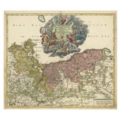 Carte ancienne régionale de la Baltique, s'étendant de Stralsund à Dantzig, vers 1720