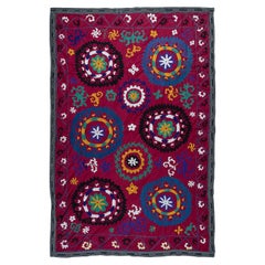 Regional Home Textiles, Suzani Maroon Wall Hanging, Cotton Bed Cover