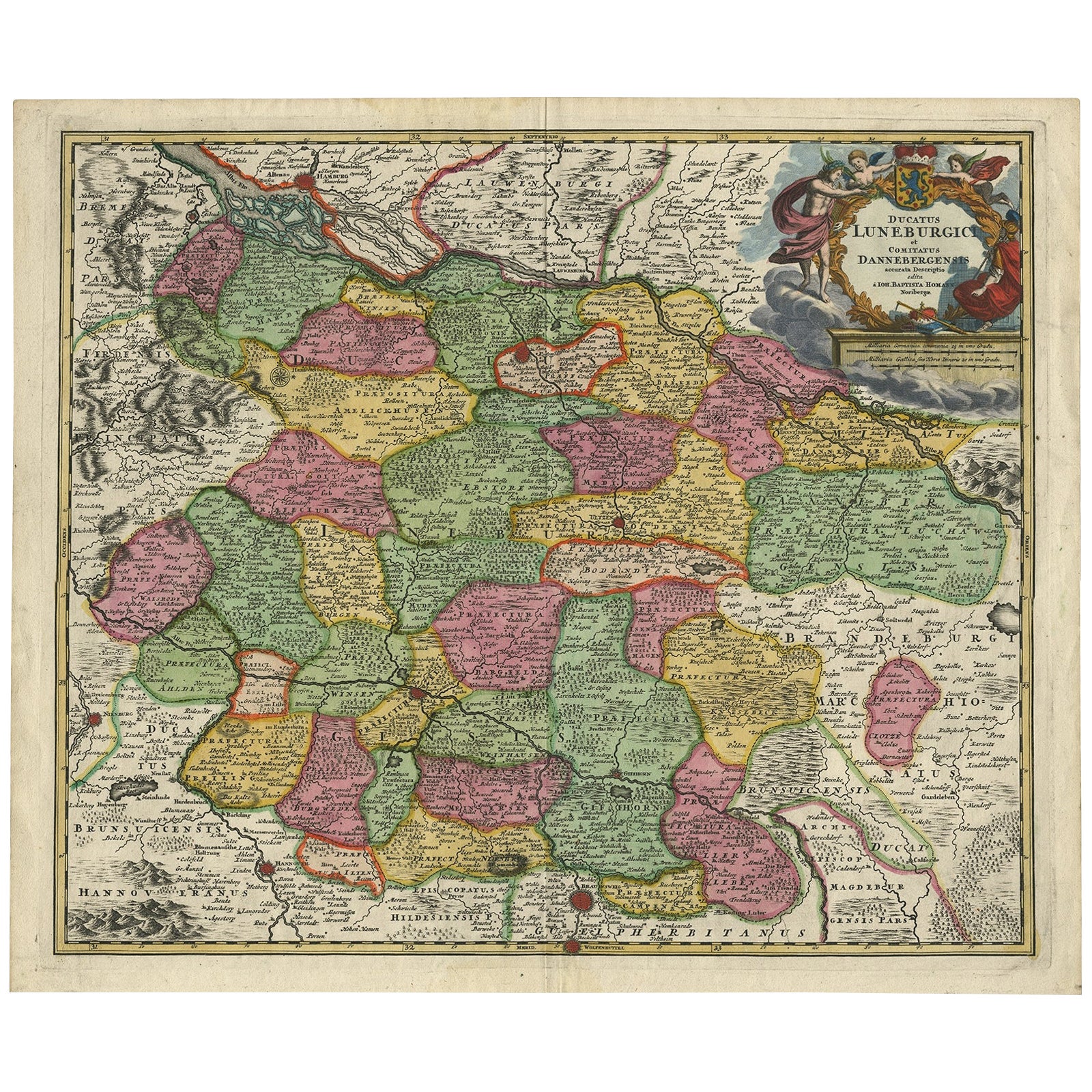 Carta regionale della Germania, comprendente Amburgo, Luneberg, Hannover, Braunsweig ecc.