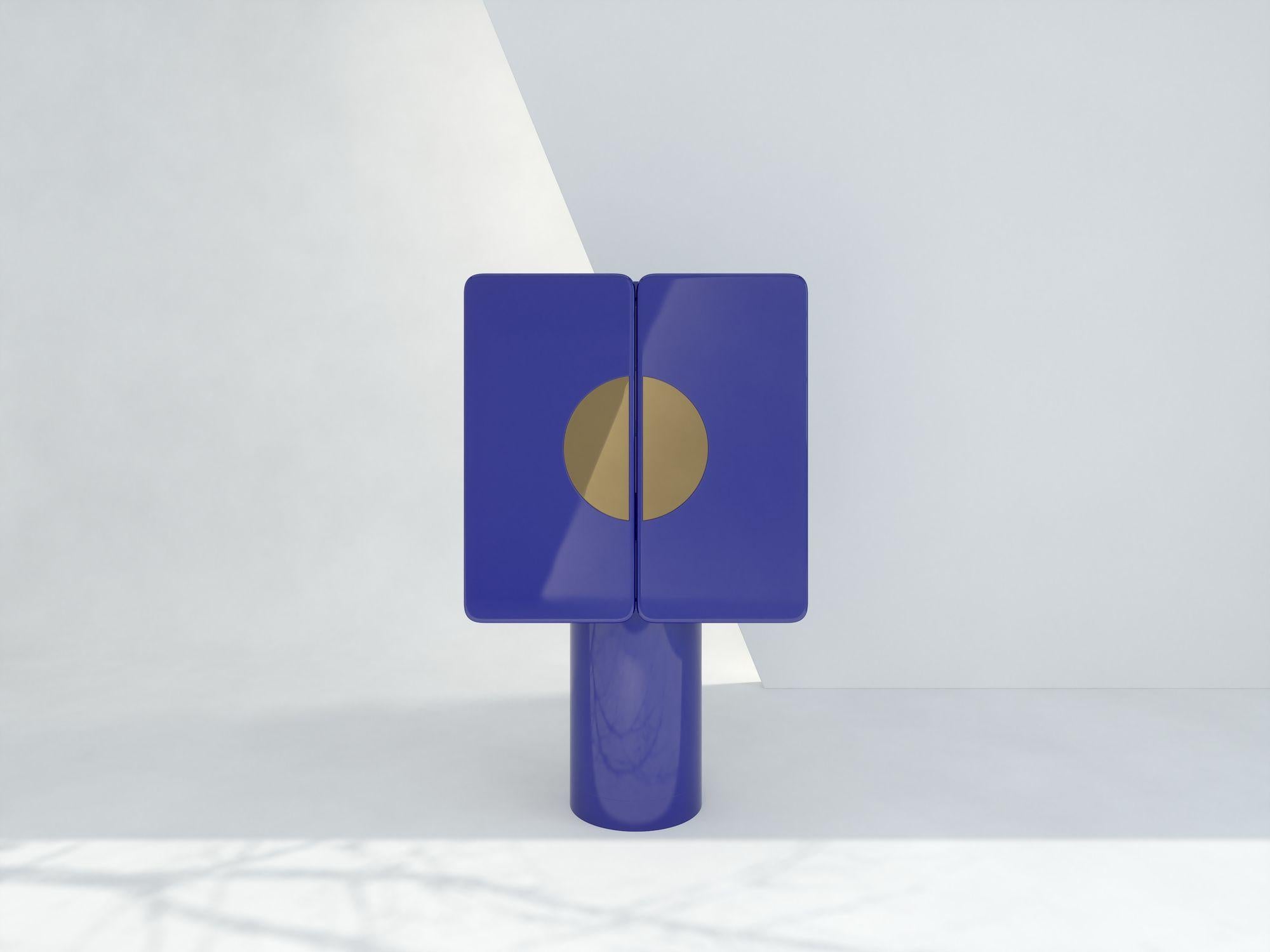 Meuble de bar Regis Ultramarine bleu et or en vente 4