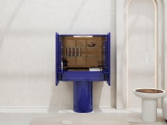 Regis Bar Cabinet Ultramarine Blue & Gold mirror