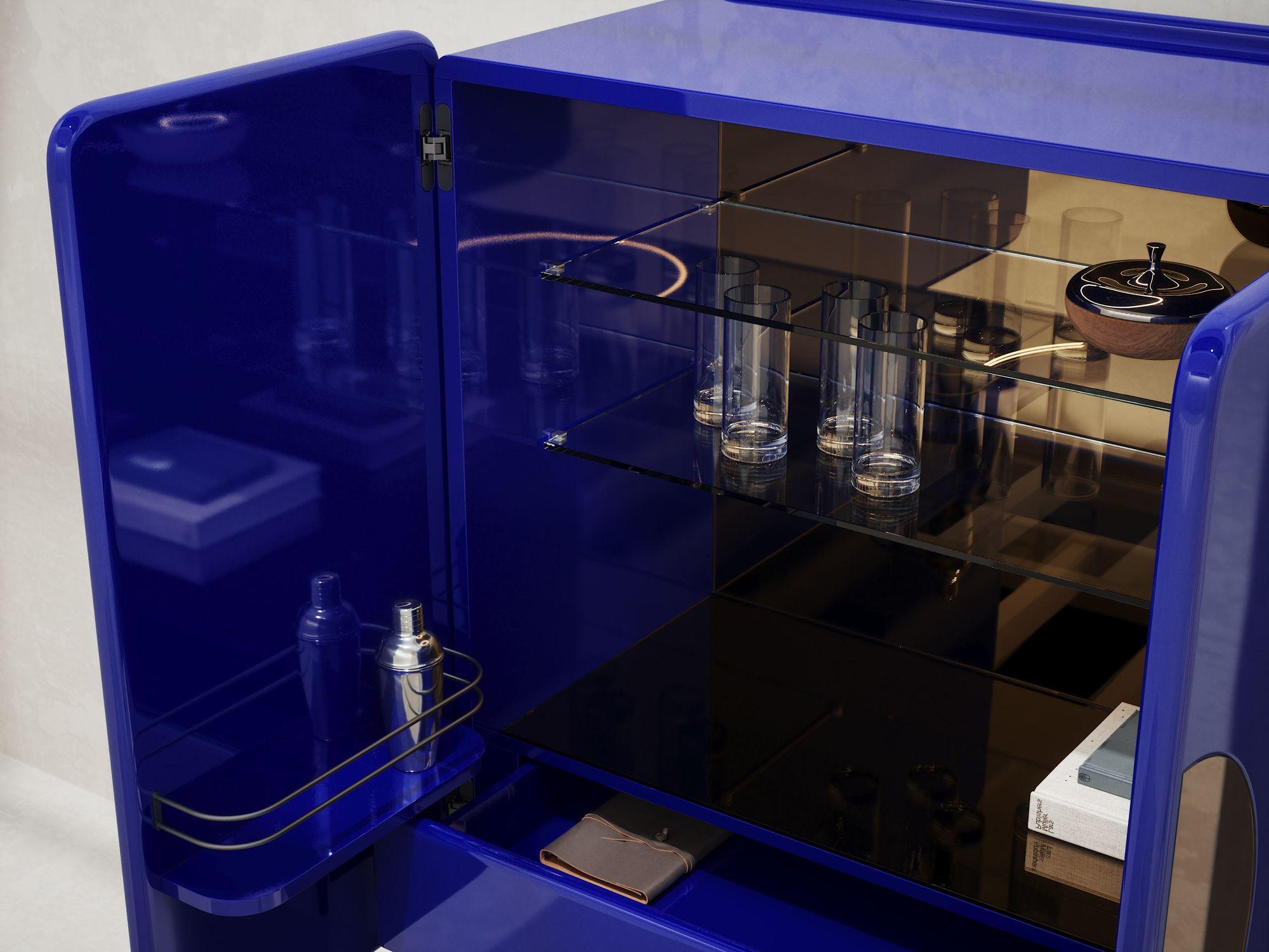 Meuble de bar Regis Ultramarine bleu et or en vente 1