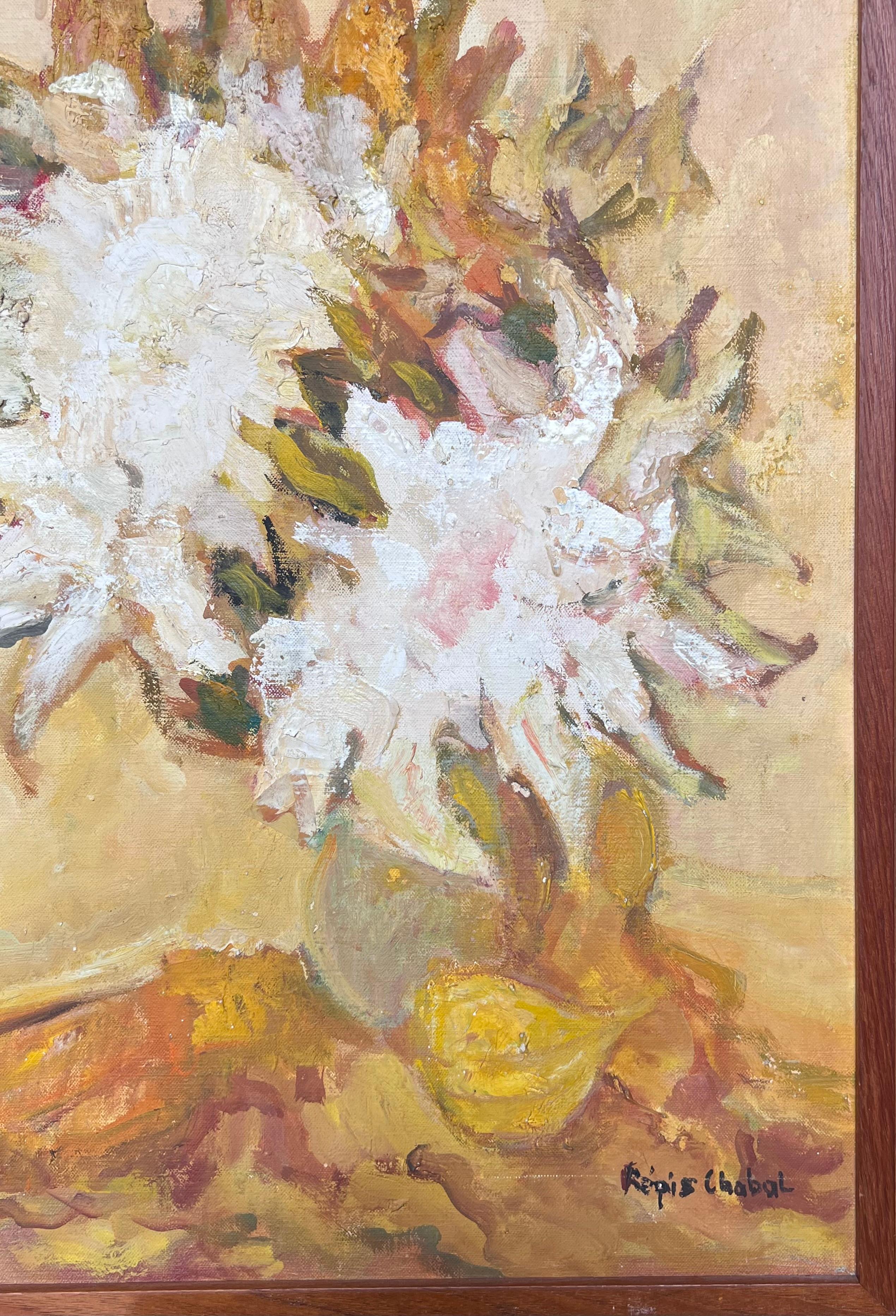 Large French 20th Century Post-Impressionist Signed Oil Sunflowers Still Life For Sale 2