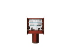 Copper Red Ceramic Cabinet with Two Doors on Cylinder Base by Ultramobili