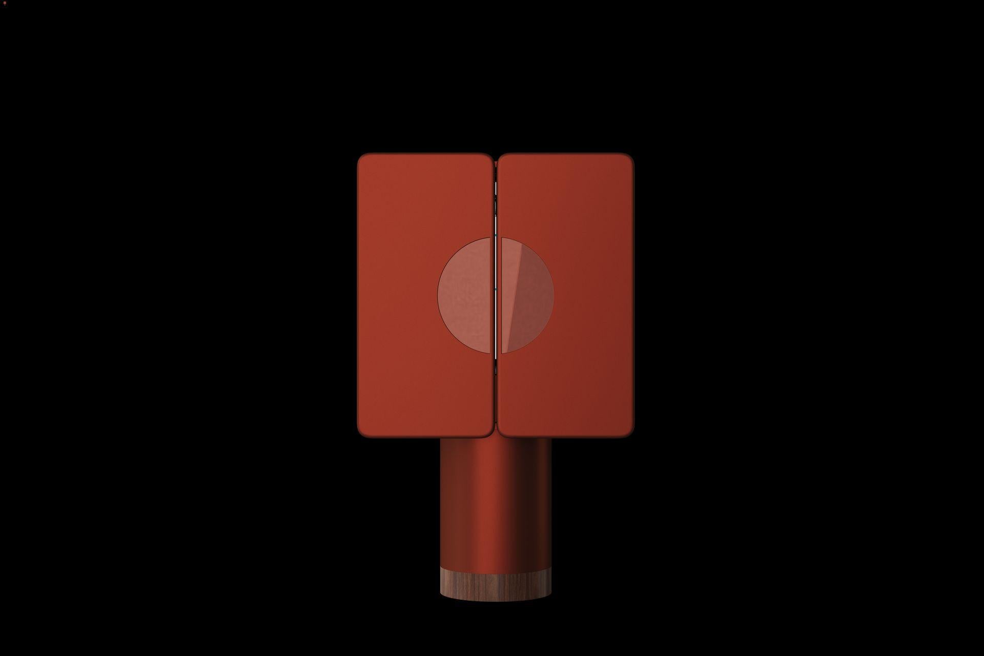 Copper Red Ceramic Cabinet with Two Doors on Cylinder Base by Ultramobili For Sale 1