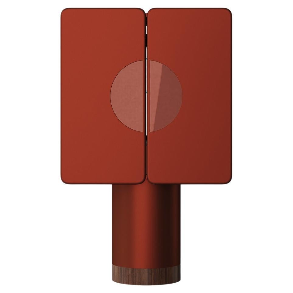 Copper Red Ceramic Cabinet with Two Doors on Cylinder Base by Ultramobili