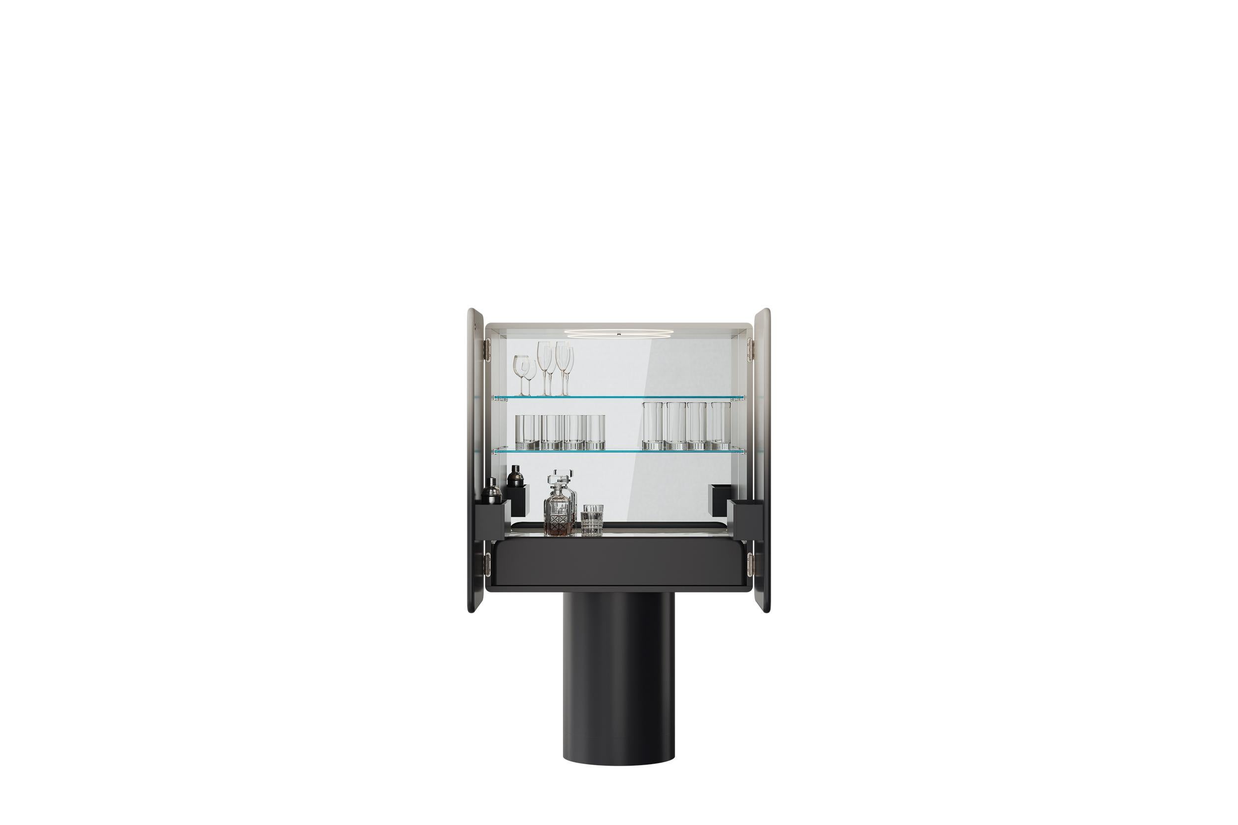 Gradient Black Blue Cabinet with Two Doors on Cylinder Base by Ultramobili Posmoderno en venta