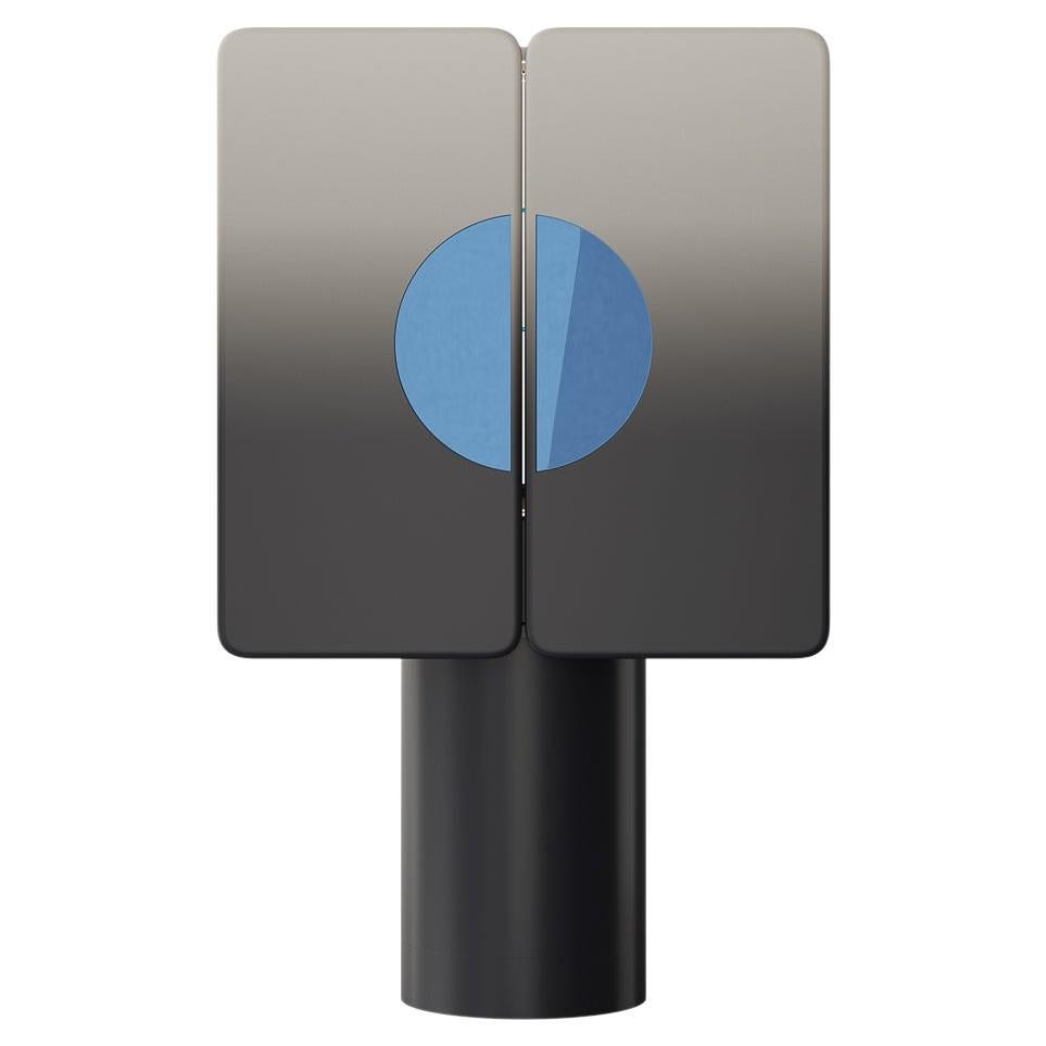 Gradient Black Blue Cabinet with Two Doors on Cylinder Base by Ultramobili