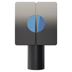 Gradient Black Blue Cabinet with Two Doors on Cylinder Base by Ultramobili