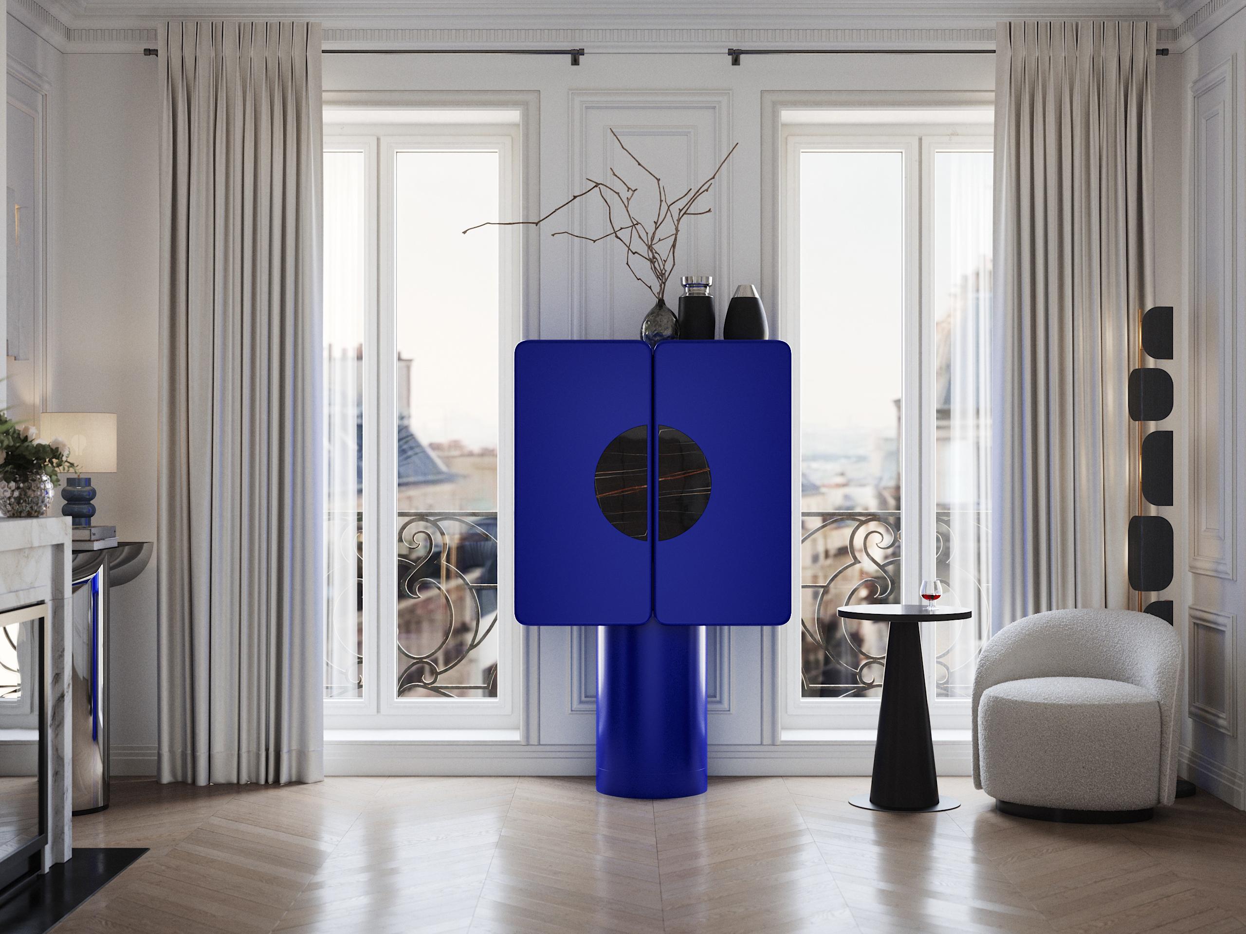 Bois Meuble de bar ultramarine REGIS en vente