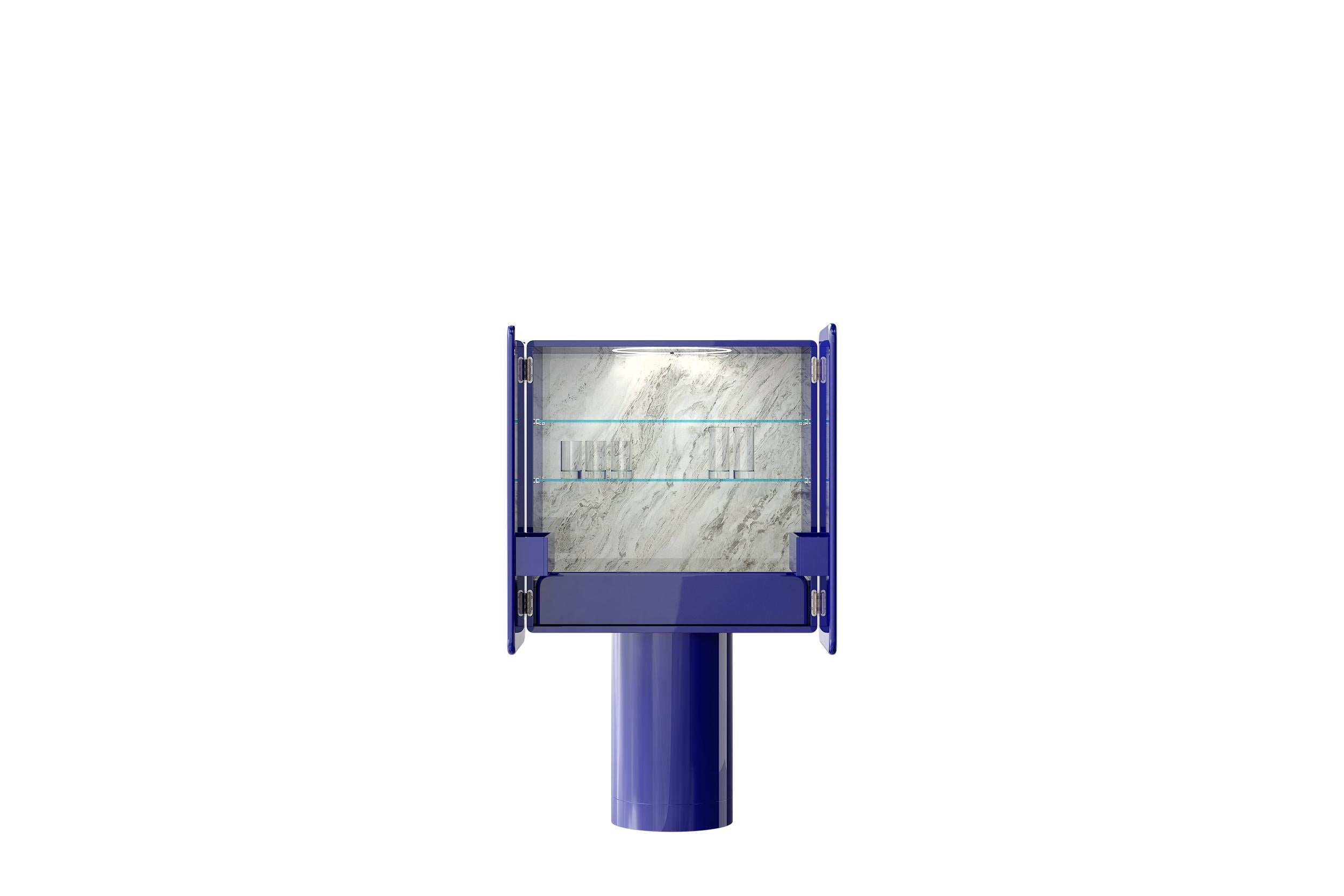 Ultramarine Blue Ceramic Cabinet with Two Doors on Cylinder Base by Ultramobili Posmoderno en venta