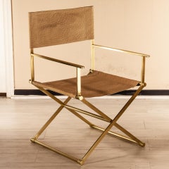 Regista Chair, Natural Solid Brass and Leather