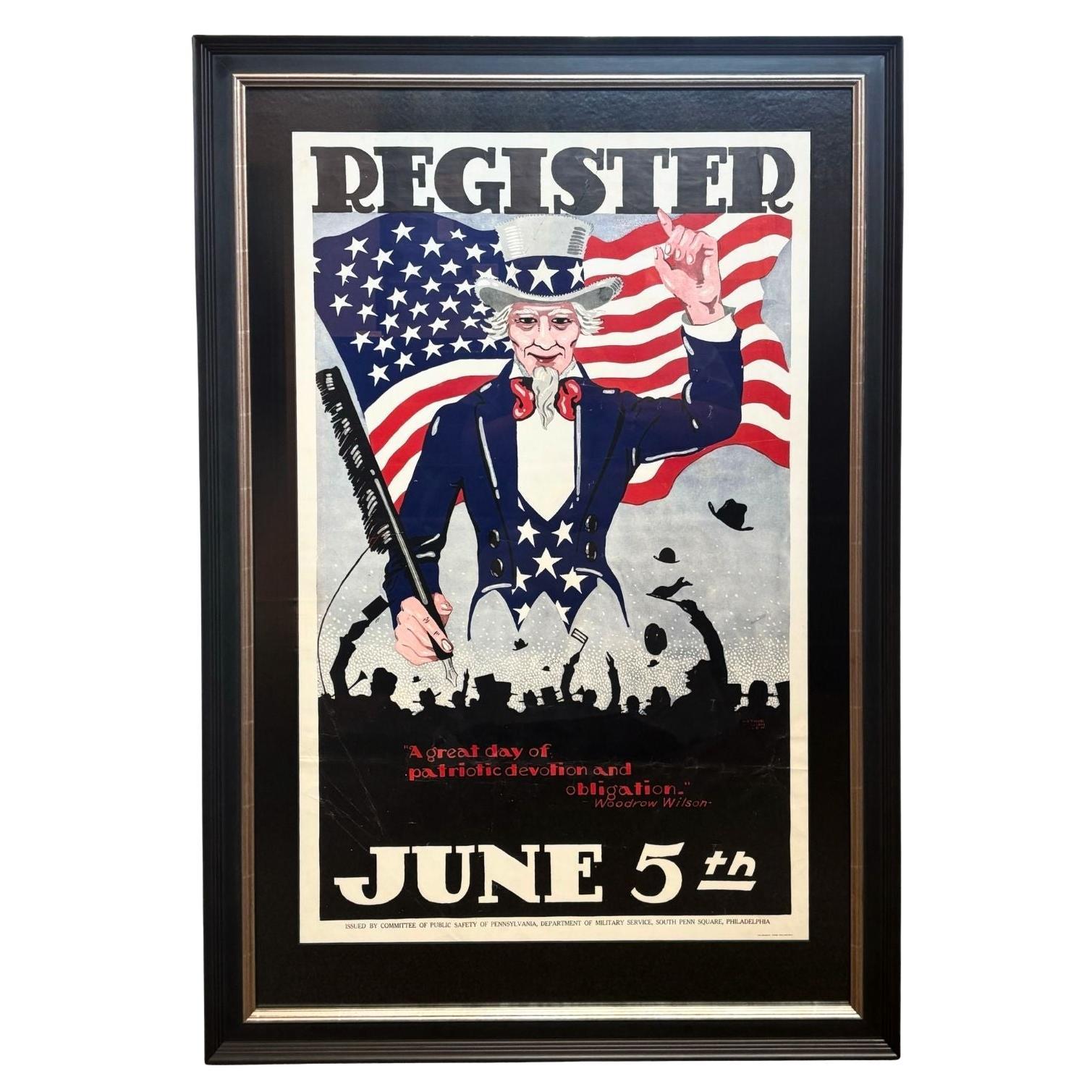 Viene presentato un poster d'epoca per il reclutamento nella Prima Guerra Mondiale di Arthur W. Cohen. Il poster mostra lo Zio Sam che brandisce una penna d'oca davanti a una folla esultante. An He si trova davanti alla bandiera americana. Il testo
