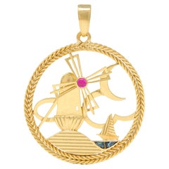 Regner Paris French 1960
s Ruby Sapphire 18K Gold Vintage Windmill Boat Charm Regner Paris French 1960
s Ruby Sapphire 18K Gold Vintage Windmill Boat Charm