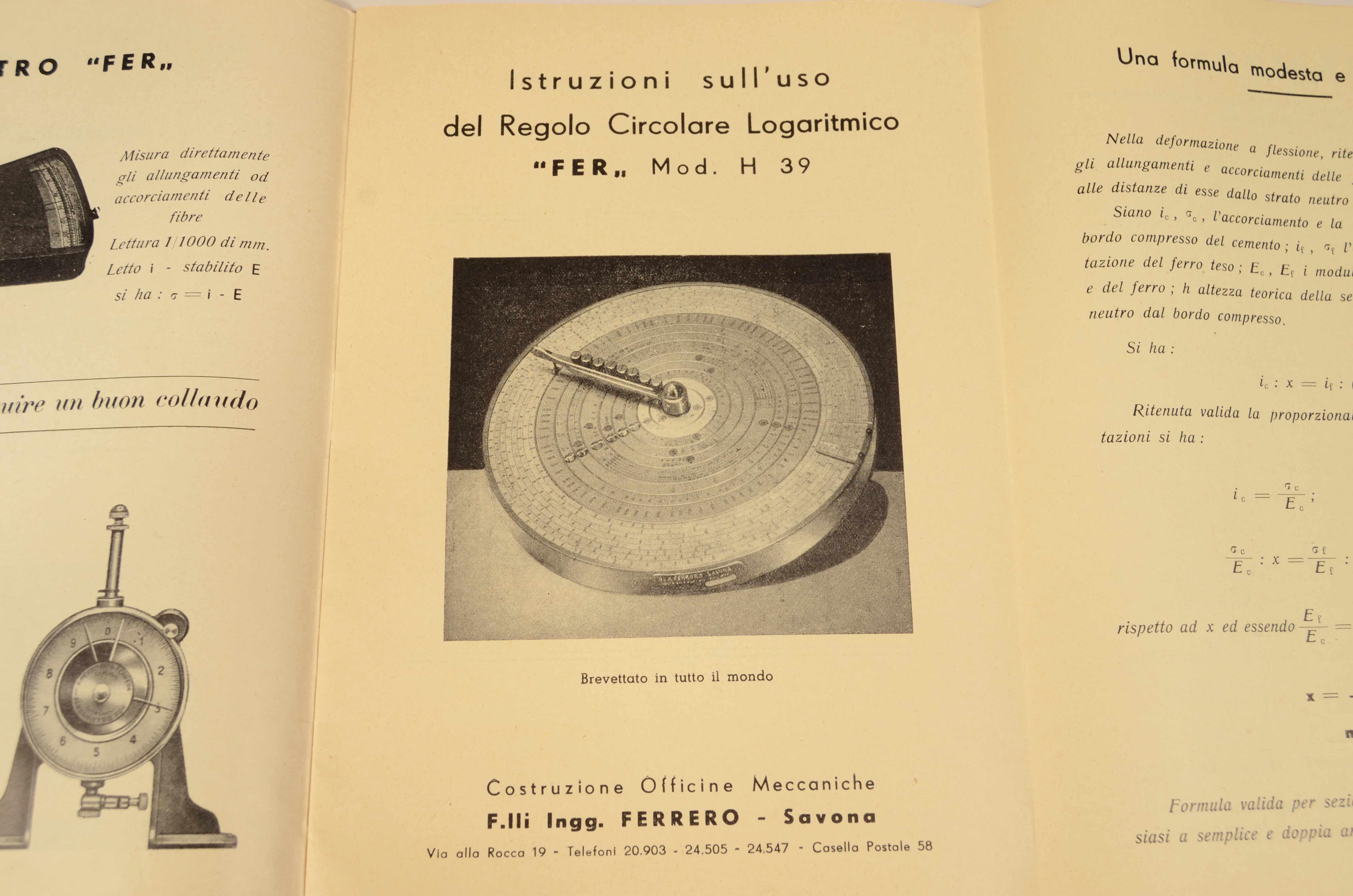 Règle à calcul circulaire logarithmique Modèle FER  H 39 n° 1675 années 1930 en vente 15