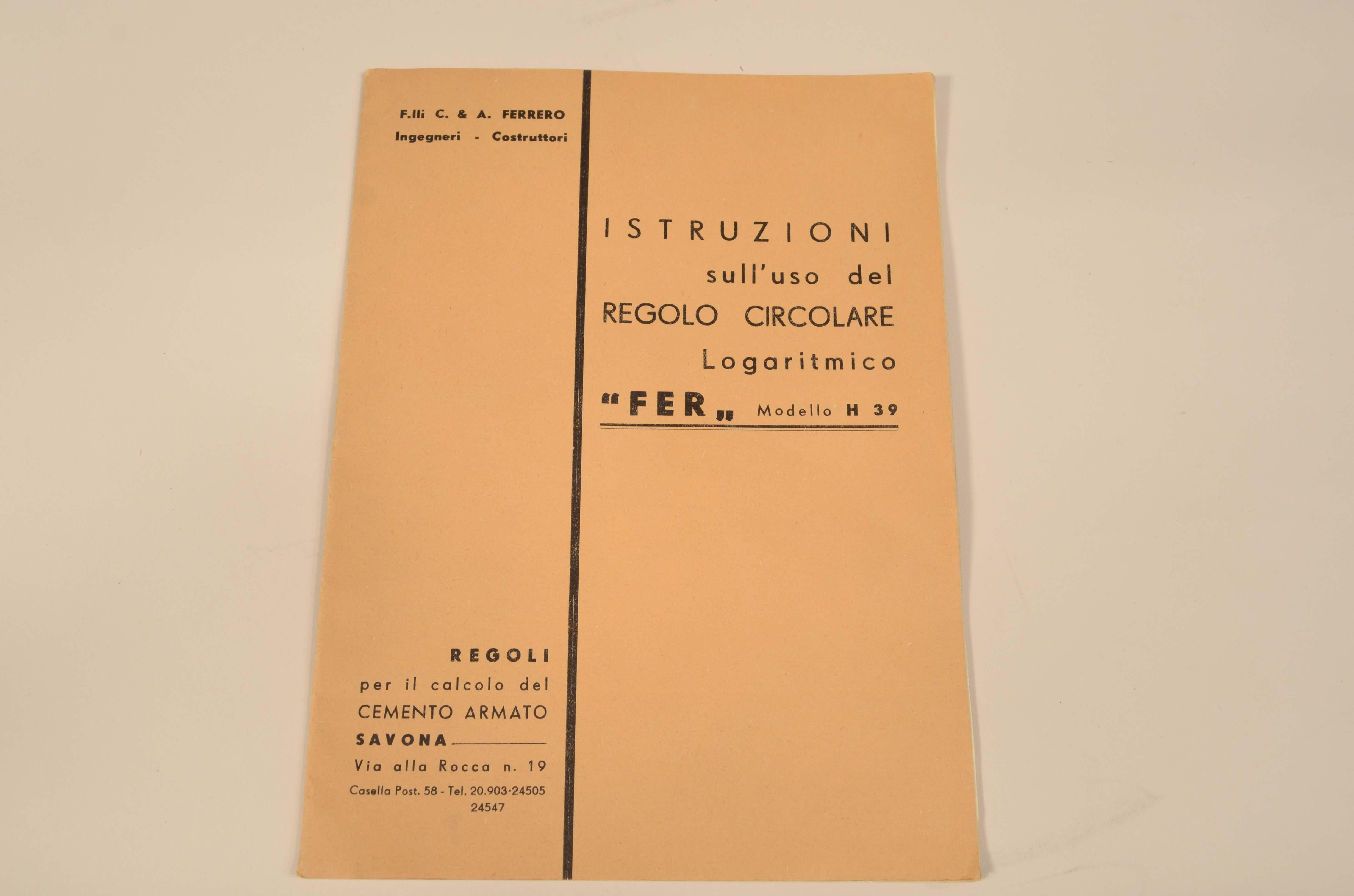 Règle à calcul circulaire logarithmique Modèle FER  H 39 n° 1675 années 1930 en vente 2