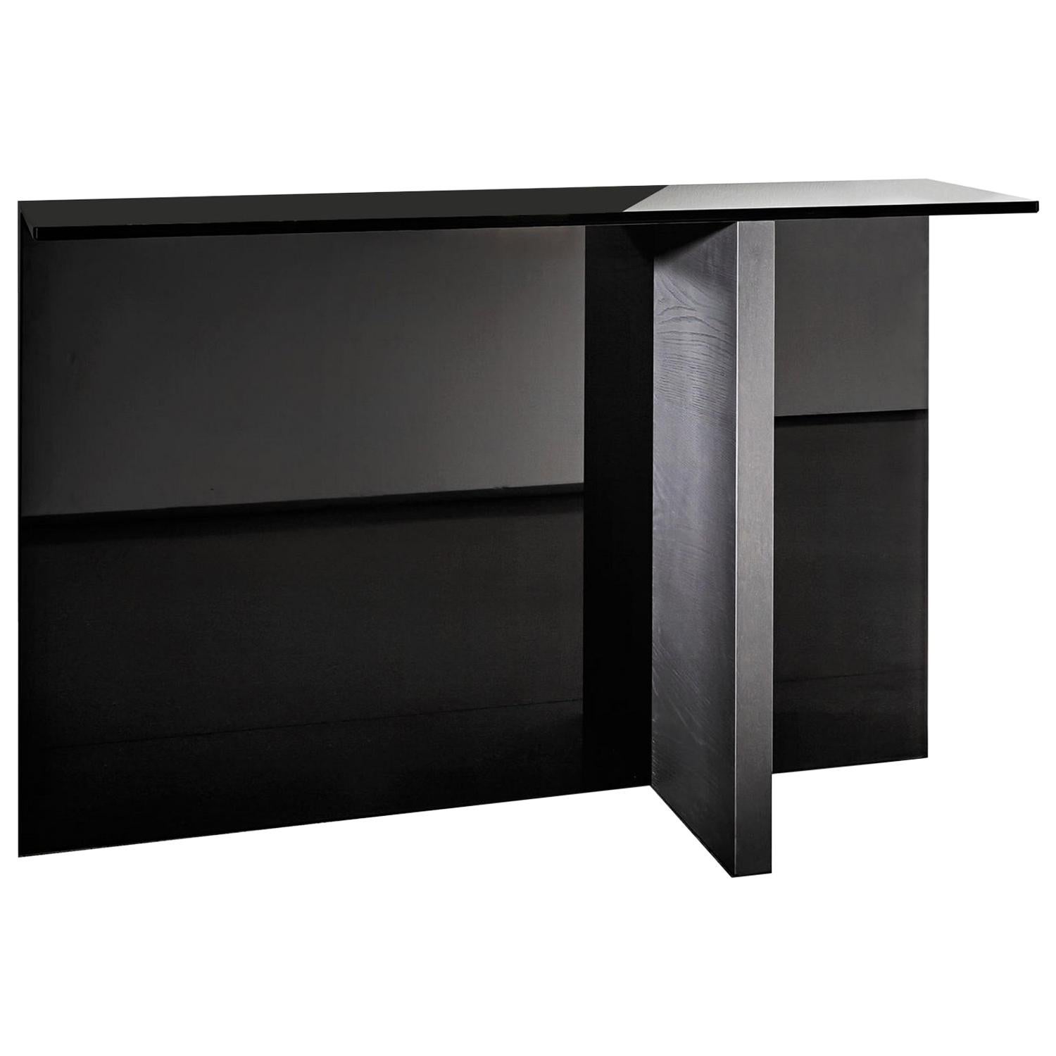 Black Regolo Glass Console, Designed by Lievore Altherr Molina, Made in Italy
