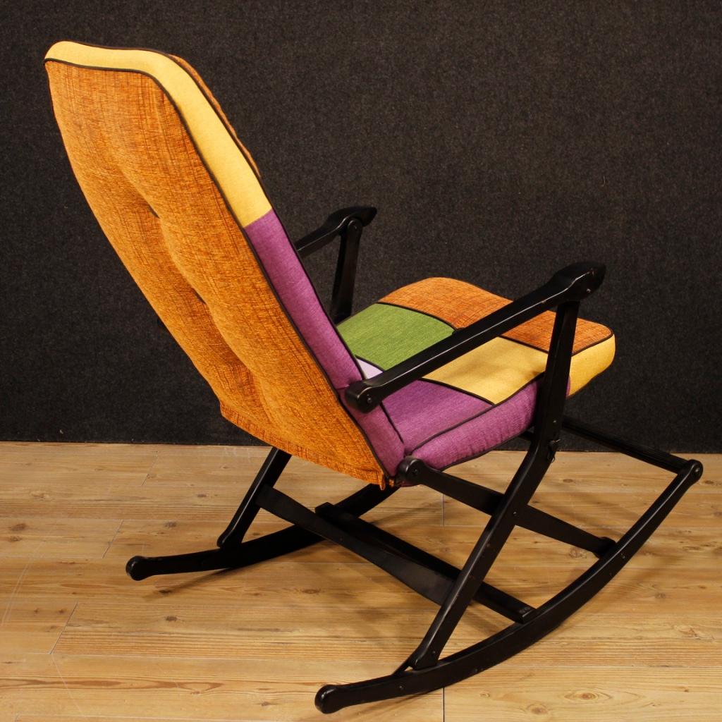 Reguitti 20th Century Lacquered Wood and Fabric Italian Design Rocking Armchair 6